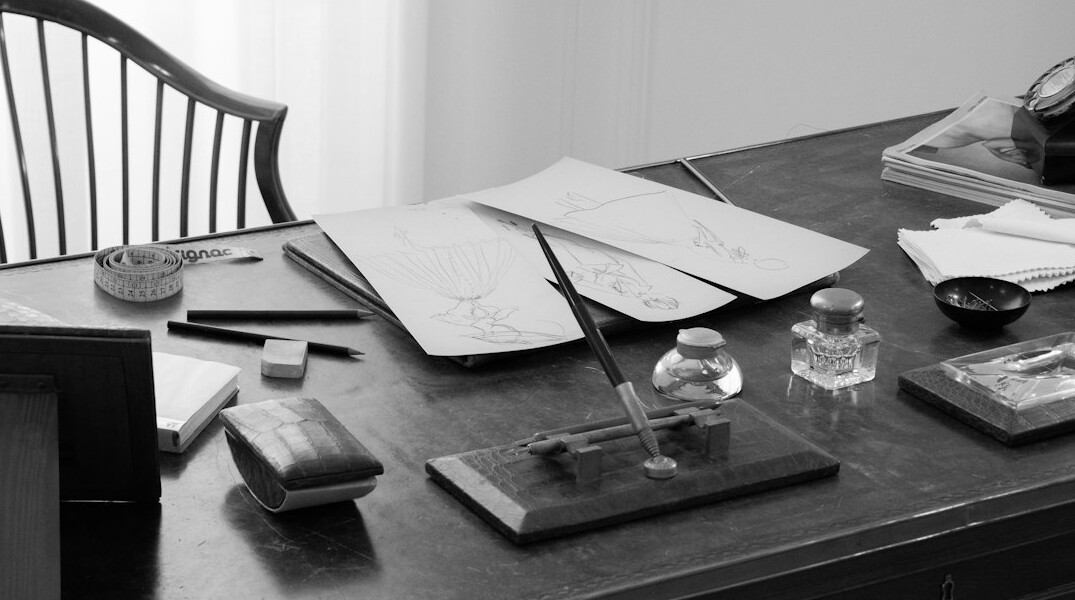 mystery writer at desk